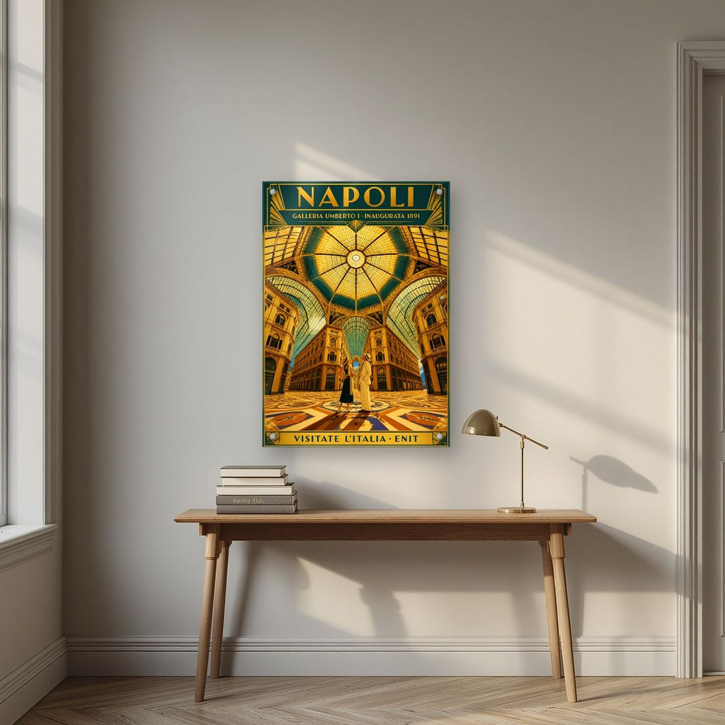 Galleria Umberto I — Napoli art print, as an acrylic print, styled in a desk