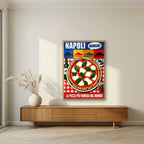 Mangia! — Napoli art print, in an oak frame, styled in a living room