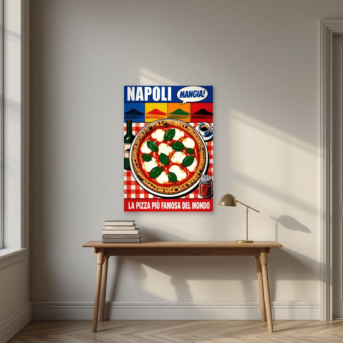 Mangia! — Napoli art print, unframed poster, styled in a desk