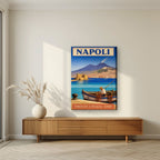 Pescatore Del Golfo — Napoli art print, on slim canvas, styled in a living room