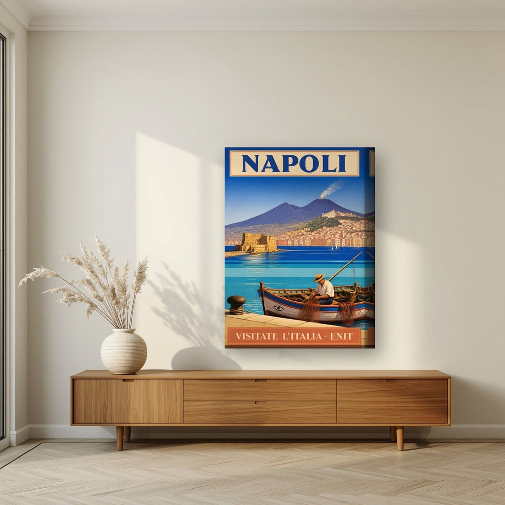 Pescatore Del Golfo — Napoli art print, on thick canvas, styled in a living room
