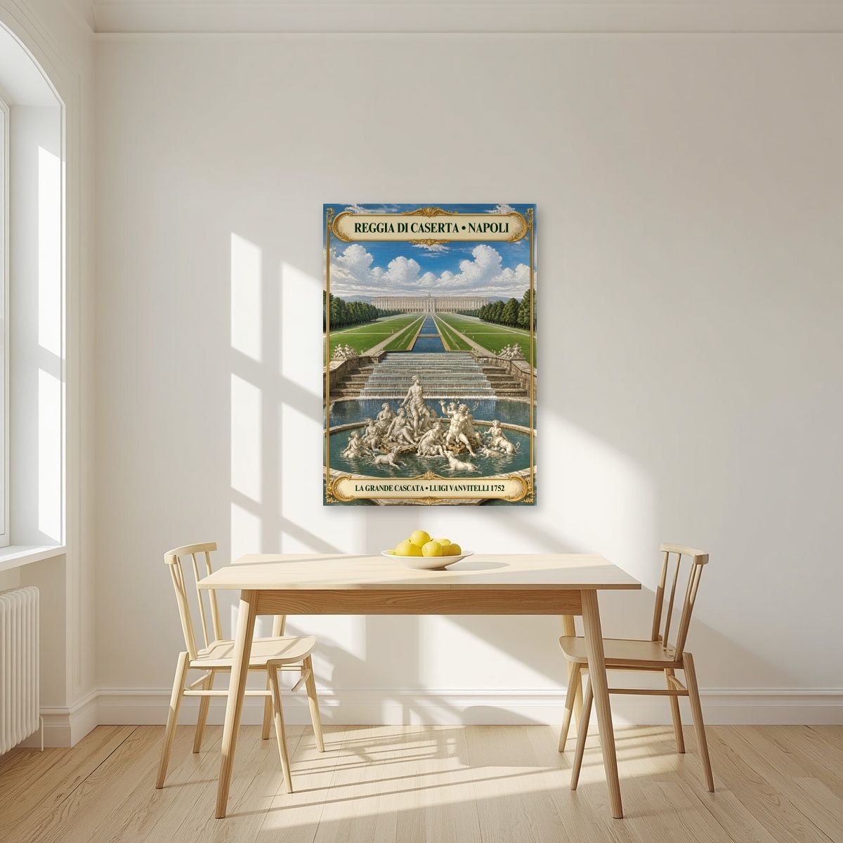 Reggia Di Caserta — Napoli art print, unframed poster, styled in a kitchen