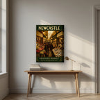Grainger Market Newcastle art print on a thick-edge canvas, above an oak writing desk
