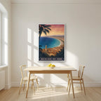 Baie des Anges — Nice art print, in a white frame, styled in a kitchen