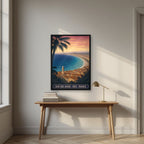 Baie des Anges — Nice art print, in a black frame, styled in a desk