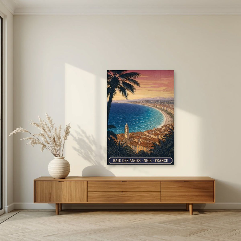 Baie des Anges — Nice art print, unframed poster, styled in a living room