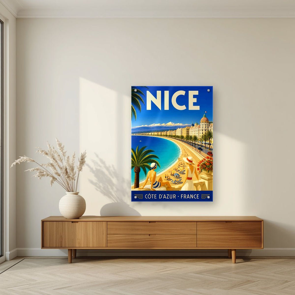 Côte d'Azur — Nice art print, as an acrylic print, styled in a living room