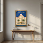 La Promenade — Nice art print, in an oak frame, styled in a desk