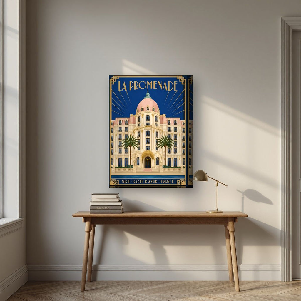 La Promenade — Nice art print, on thick canvas, styled in a desk