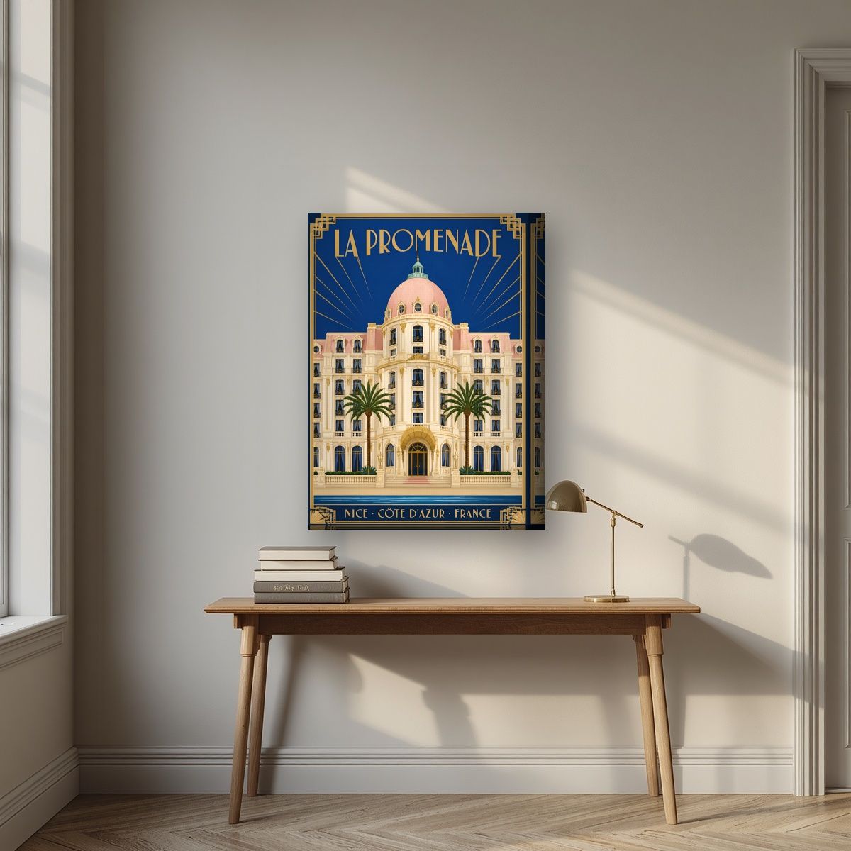 La Promenade — Nice art print, on thick canvas, styled in a desk