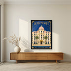 La Promenade — Nice art print, in a black frame, styled in a living room