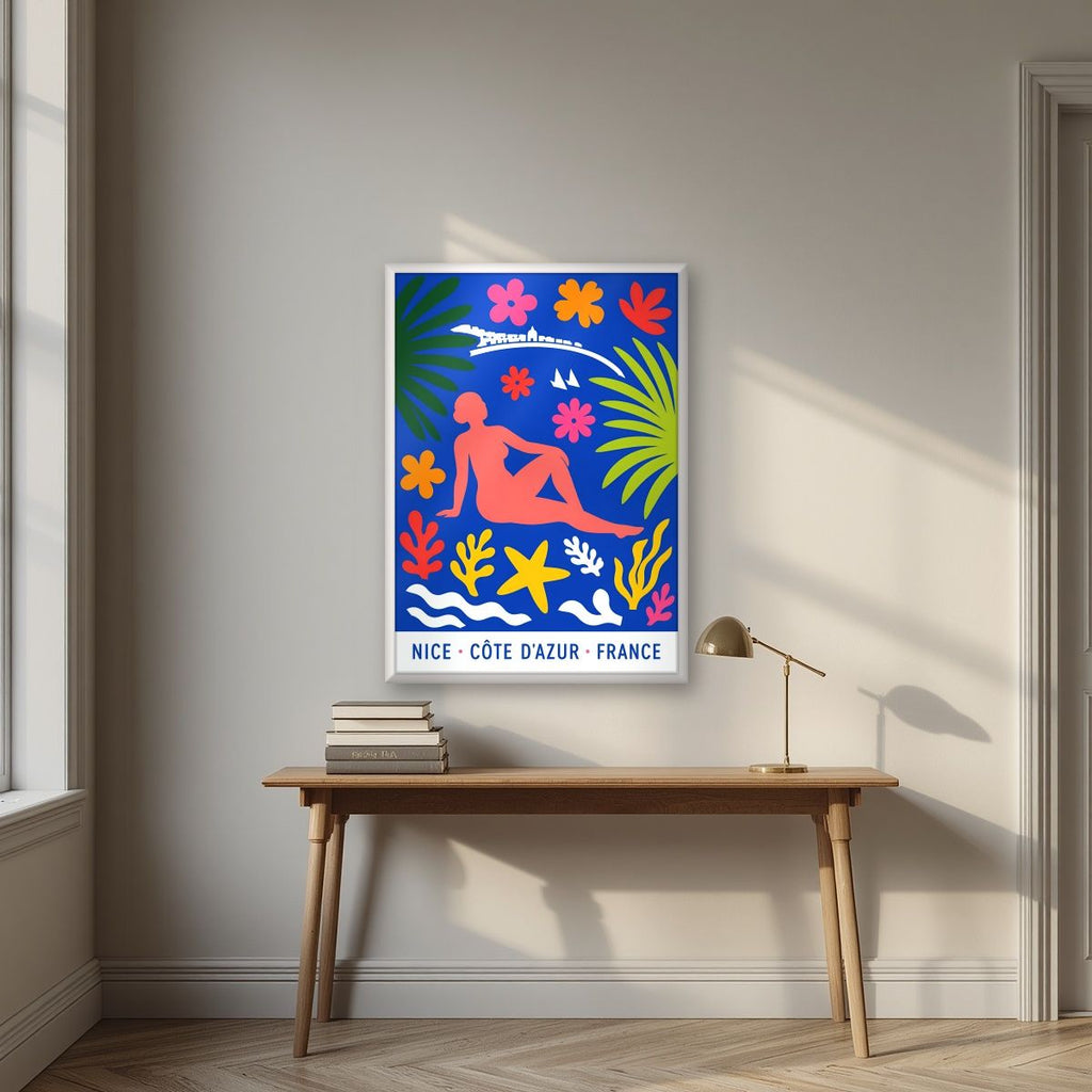 Papiers Découpés — Nice art print, in a white frame, styled in a desk
