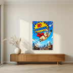 Caped Camelid — No Probllama art print, unframed poster, styled in a living room