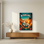 Island Time — No Probllama art print, on slim canvas, styled in a living room