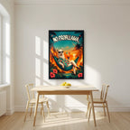 Island Time — No Probllama art print, in a black frame, styled in a kitchen