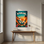 Island Time — No Probllama art print, unframed poster, styled in a desk