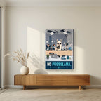 Zero Drama — No Probllama art print, on slim canvas, styled in a living room