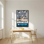 Zero Drama — No Probllama art print, in a black frame, styled in a kitchen