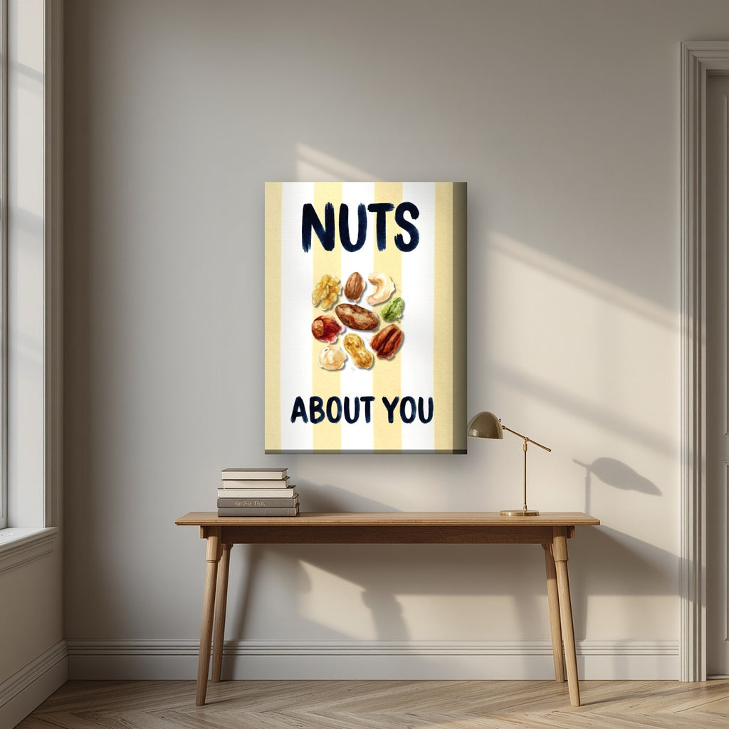 Nuts About You – Limoncello on a thick-edge canvas, above an oak writing desk