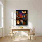 Dotonbori Dusk — Osaka art print, on thick canvas, styled in a kitchen