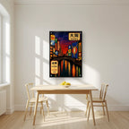 Dotonbori Dusk — Osaka art print, as an acrylic print, styled in a kitchen