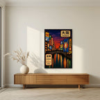 Dotonbori Dusk — Osaka art print, unframed poster, styled in a living room