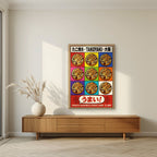 Takoyaki — Osaka art print, in an oak frame, styled in a living room