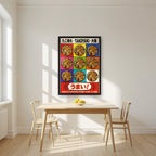 Takoyaki — Osaka art print, in a black frame, styled in a kitchen