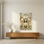 Oxford Botanic Garden as an unframed print, above a walnut sideboard in a living room