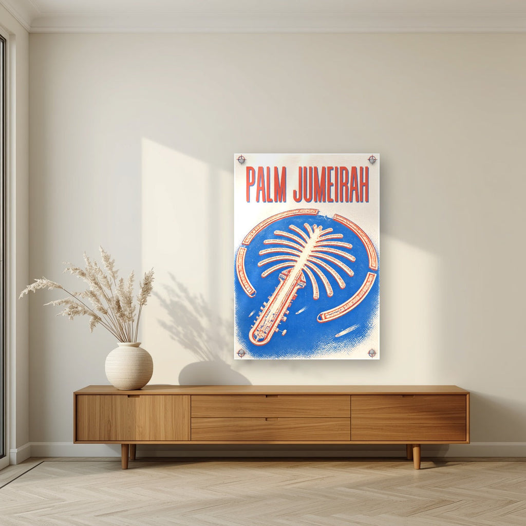 Palm Jumeirah Blueprint | Dubai Art Print — acrylic print, room scene