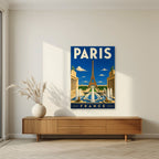 Fontaines du Trocadéro — Paris art print, unframed poster, styled in a living room