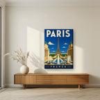 Fontaines du Trocadéro — Paris art print, on slim canvas, styled in a living room