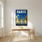 Fontaines du Trocadéro — Paris art print, in a black frame, styled in a kitchen