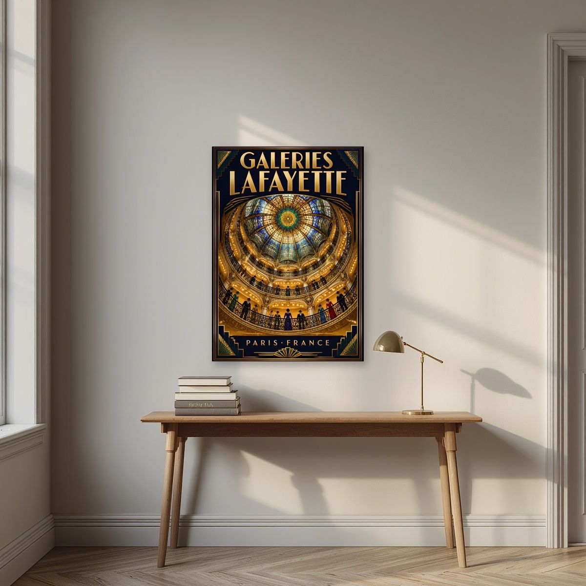 Galeries Lafayette — Paris art print, unframed poster, styled in a desk