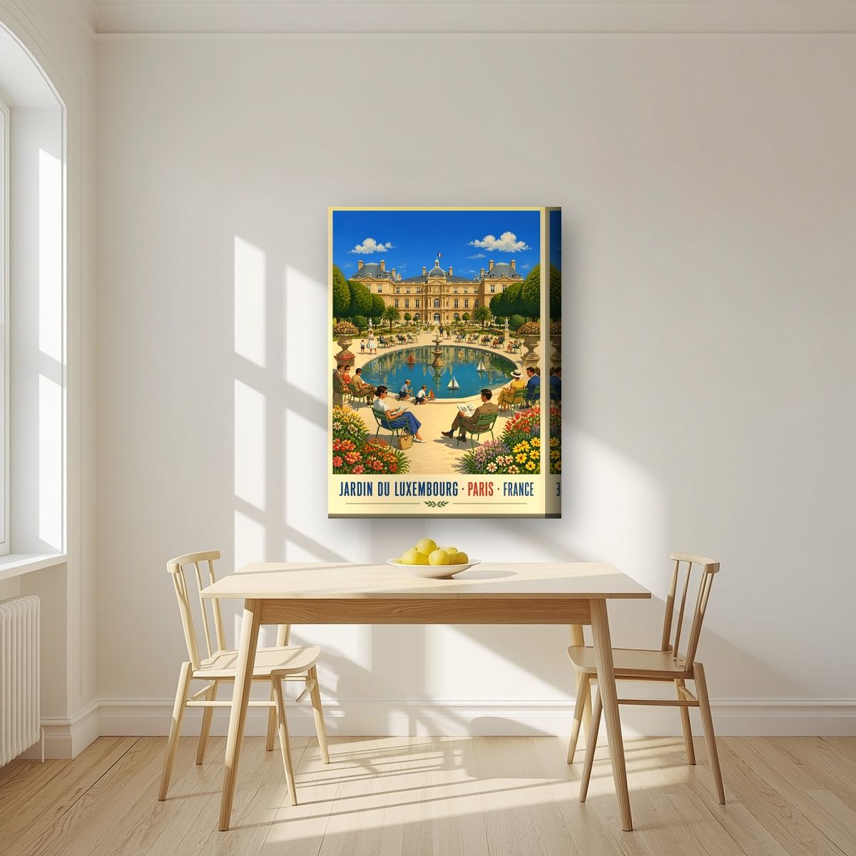 Jardin du Luxembourg — Paris art print, on thick canvas, styled in a kitchen