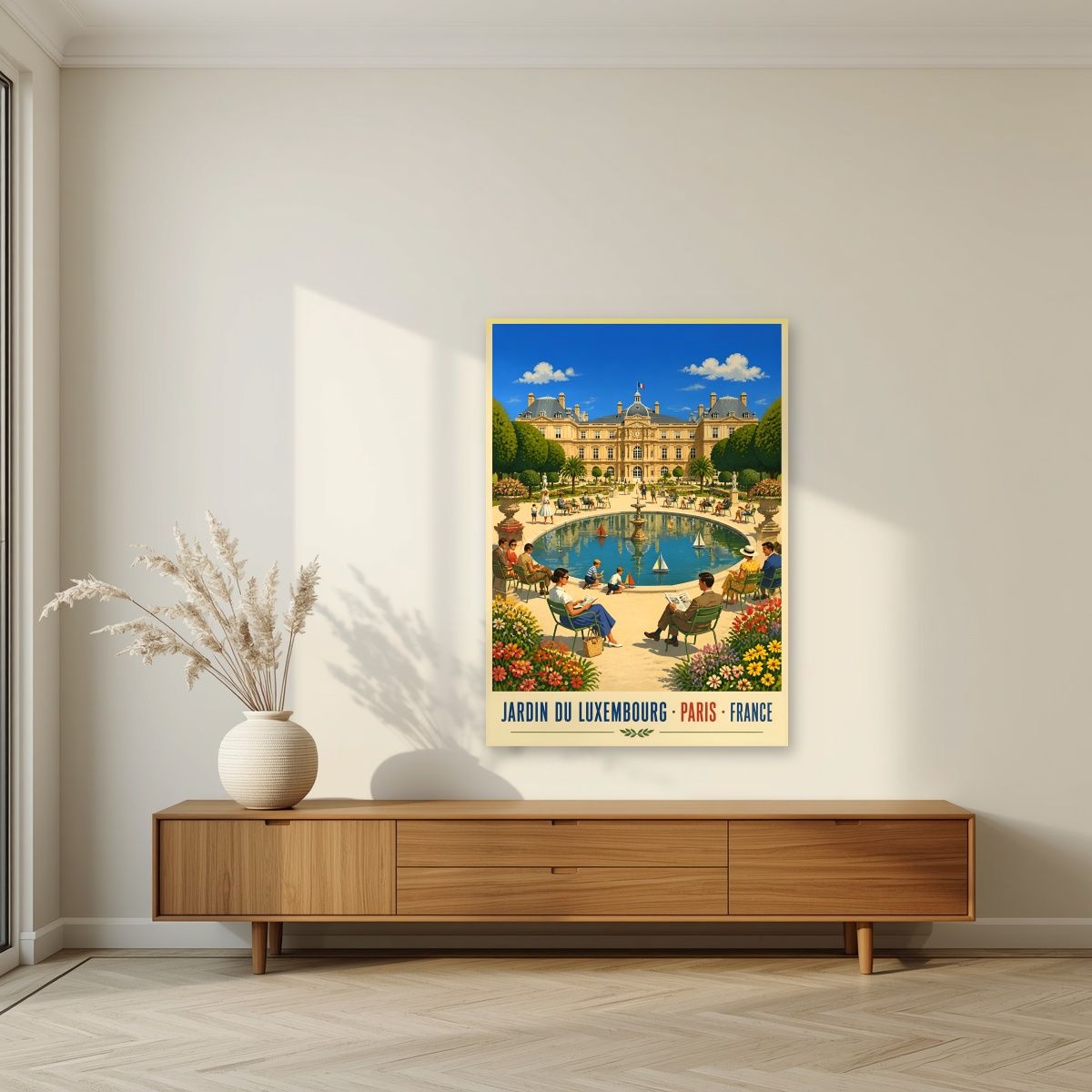 Jardin du Luxembourg — Paris art print, unframed poster, styled in a living room