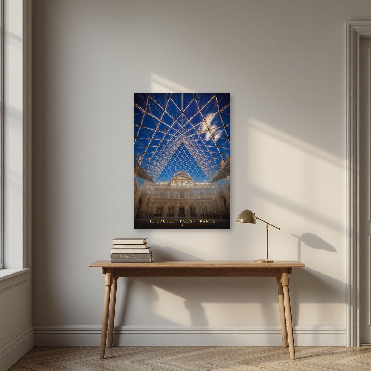 Le Louvre — Paris art print, unframed poster, styled in a desk