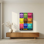 Macarons — Paris art print, on thick canvas, styled in a living room