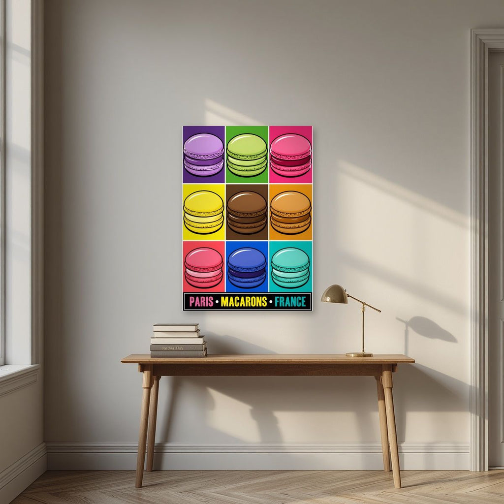 Macarons — Paris art print, unframed poster, styled in a desk
