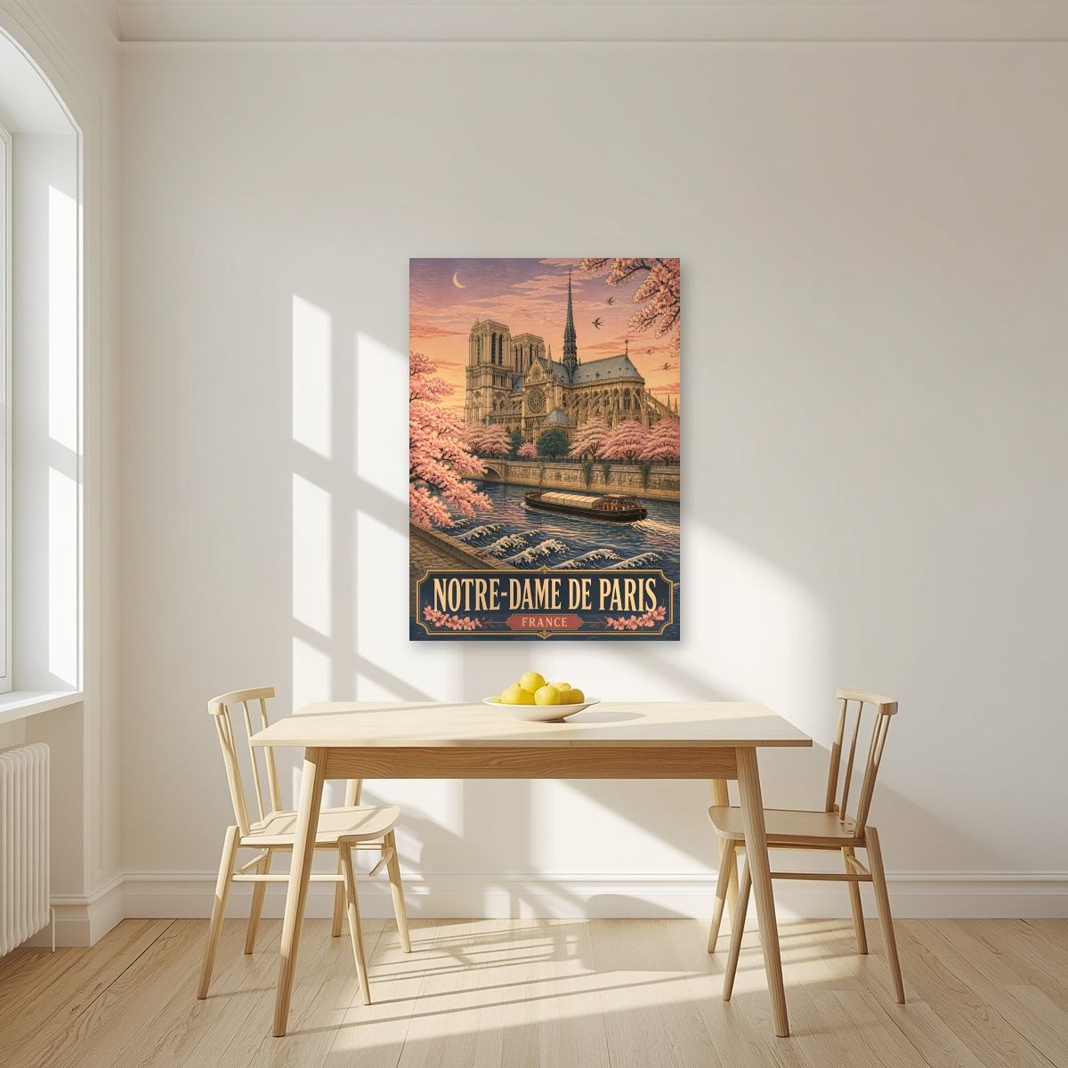 Notre-Dame de Paris — Paris art print, unframed poster, styled in a kitchen