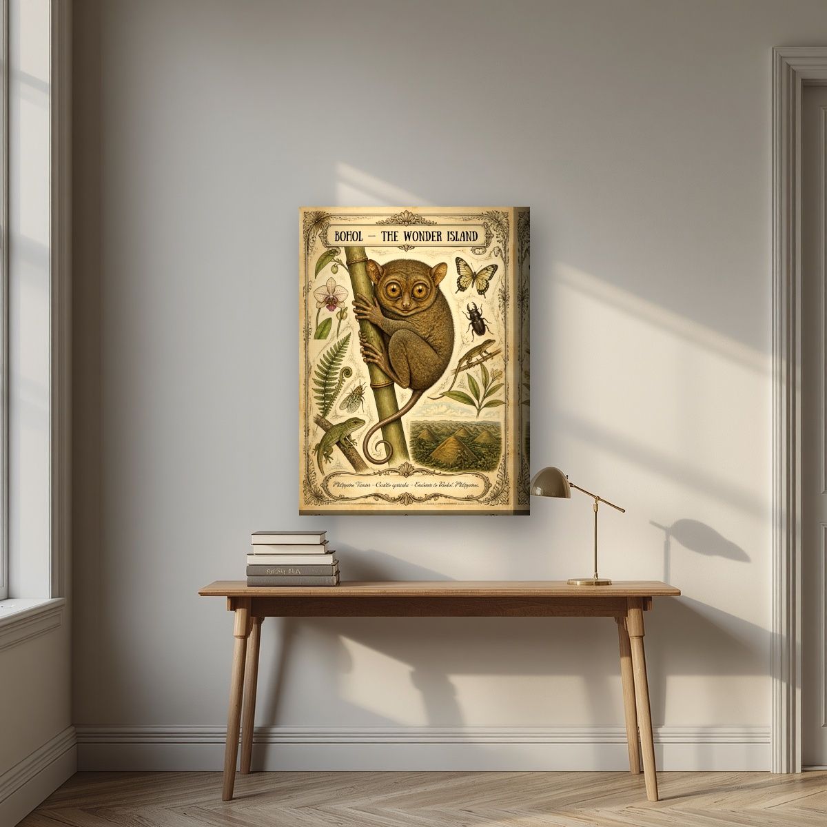 Carlito Syrichta — Bohol art print, on thick canvas, styled in a desk