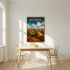 Chocolate Hills — Bohol art print, unframed poster, styled in a kitchen