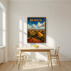 Chocolate Hills — Bohol art print, on slim canvas, styled in a kitchen