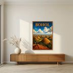 Chocolate Hills — Bohol art print, unframed poster, styled in a living room