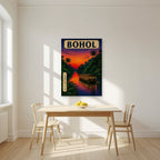 Ilog Loboc — Bohol art print, unframed poster, styled in a kitchen