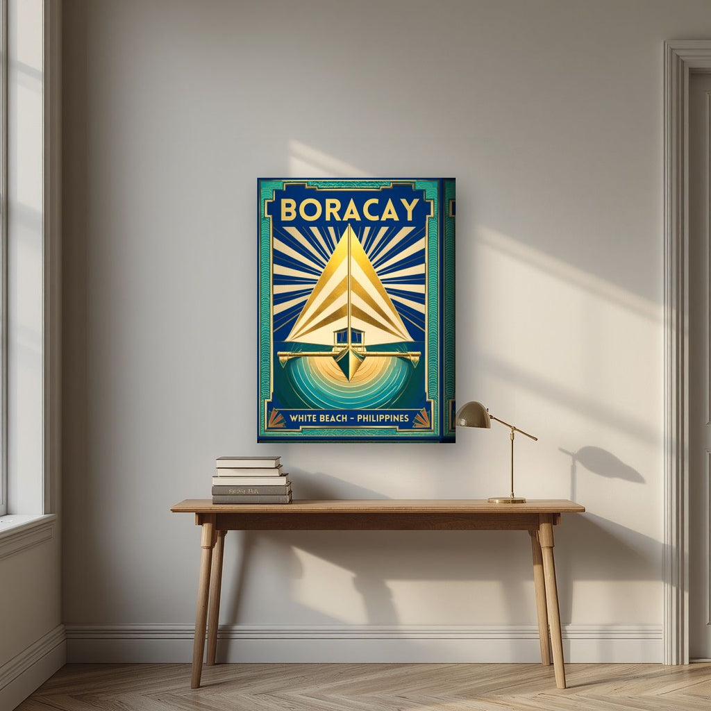 Layag — Boracay art print, on thick canvas, styled in a desk