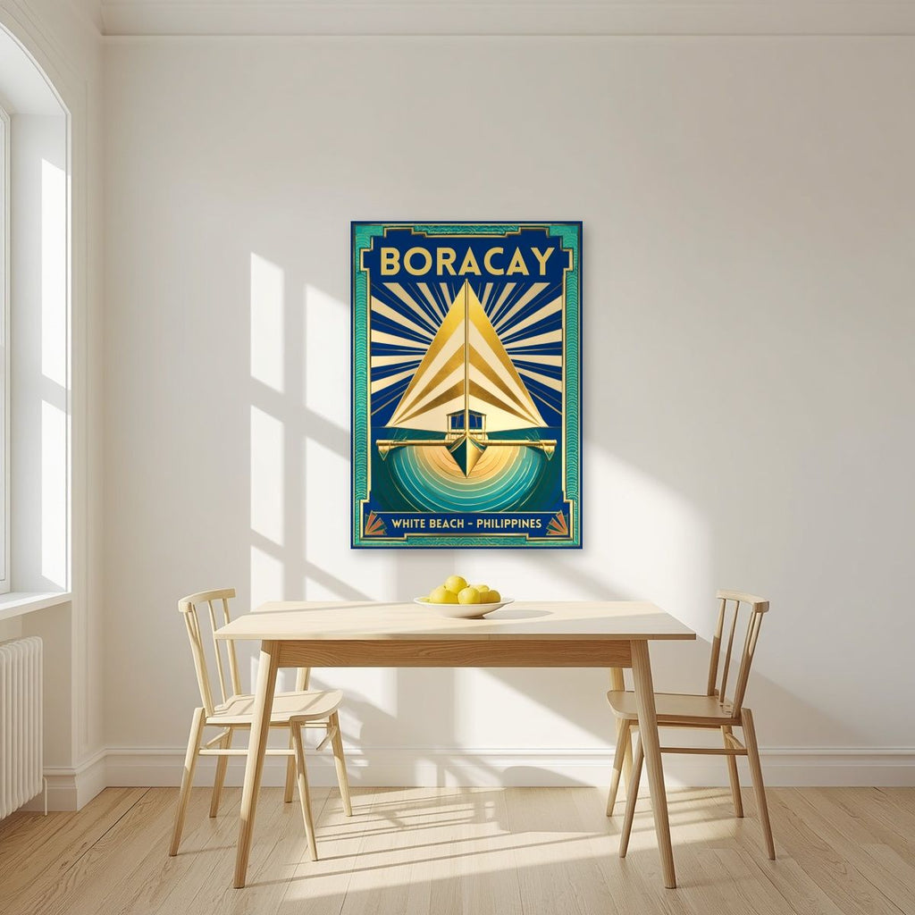 Layag — Boracay art print, unframed poster, styled in a kitchen