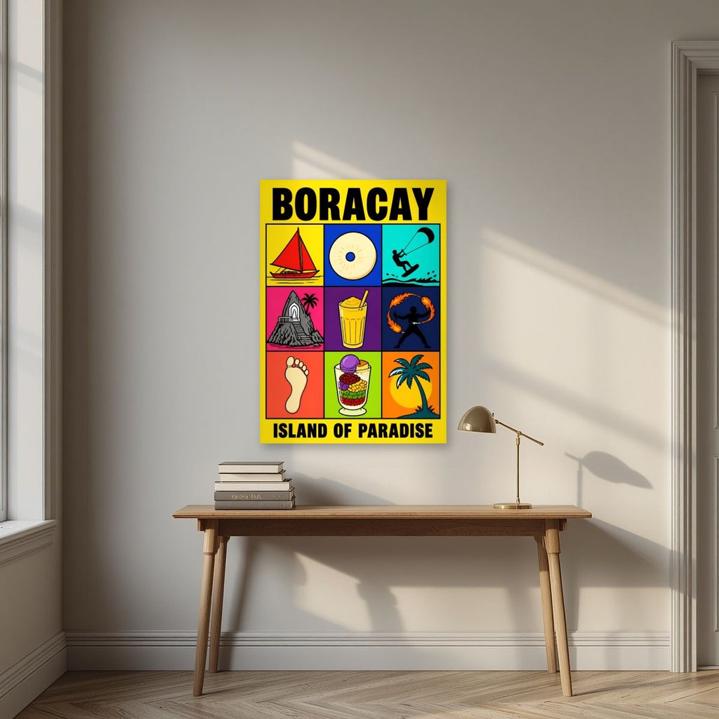 Paraiso — Boracay art print, unframed poster, styled in a desk