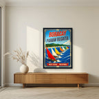 Paraw Regatta — Boracay art print, in a black frame, styled in a living room