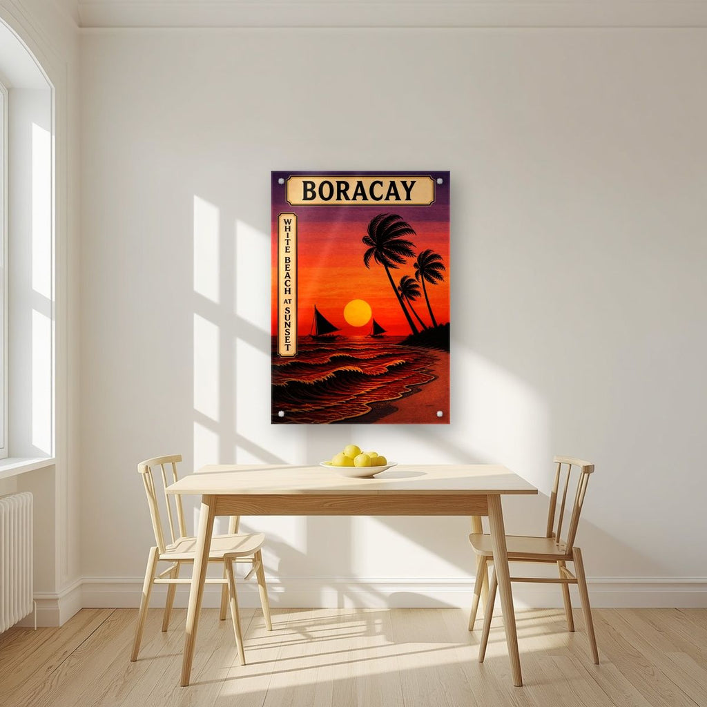 Takipsilim — Boracay art print, as an acrylic print, styled in a kitchen